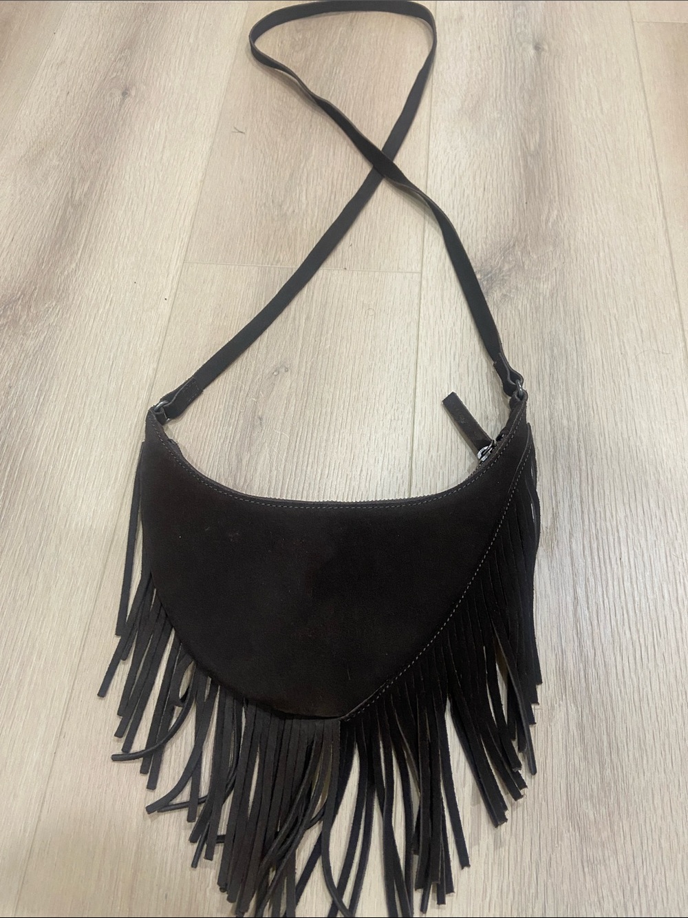 Banana Republic Dark Brown Suede Fringe Crossbody Bag - Women